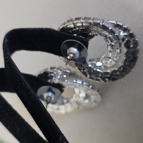 Statement Silver Interlocking Circles With Clear Rhinestones - Picture 7 of 9